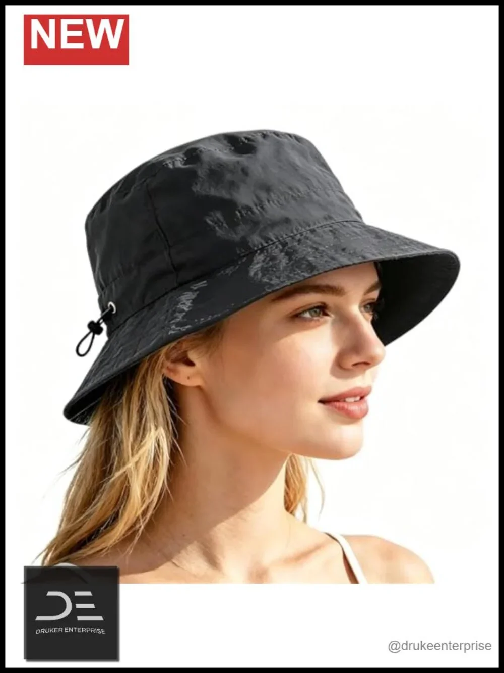 Foldable Water-Repellent Wide Brim Sun Hat with Chin Strap UPF 50+